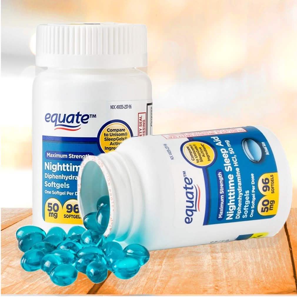 Equate Maximum Strength Nighttime Sleep Aid Softgels 2-Pack
