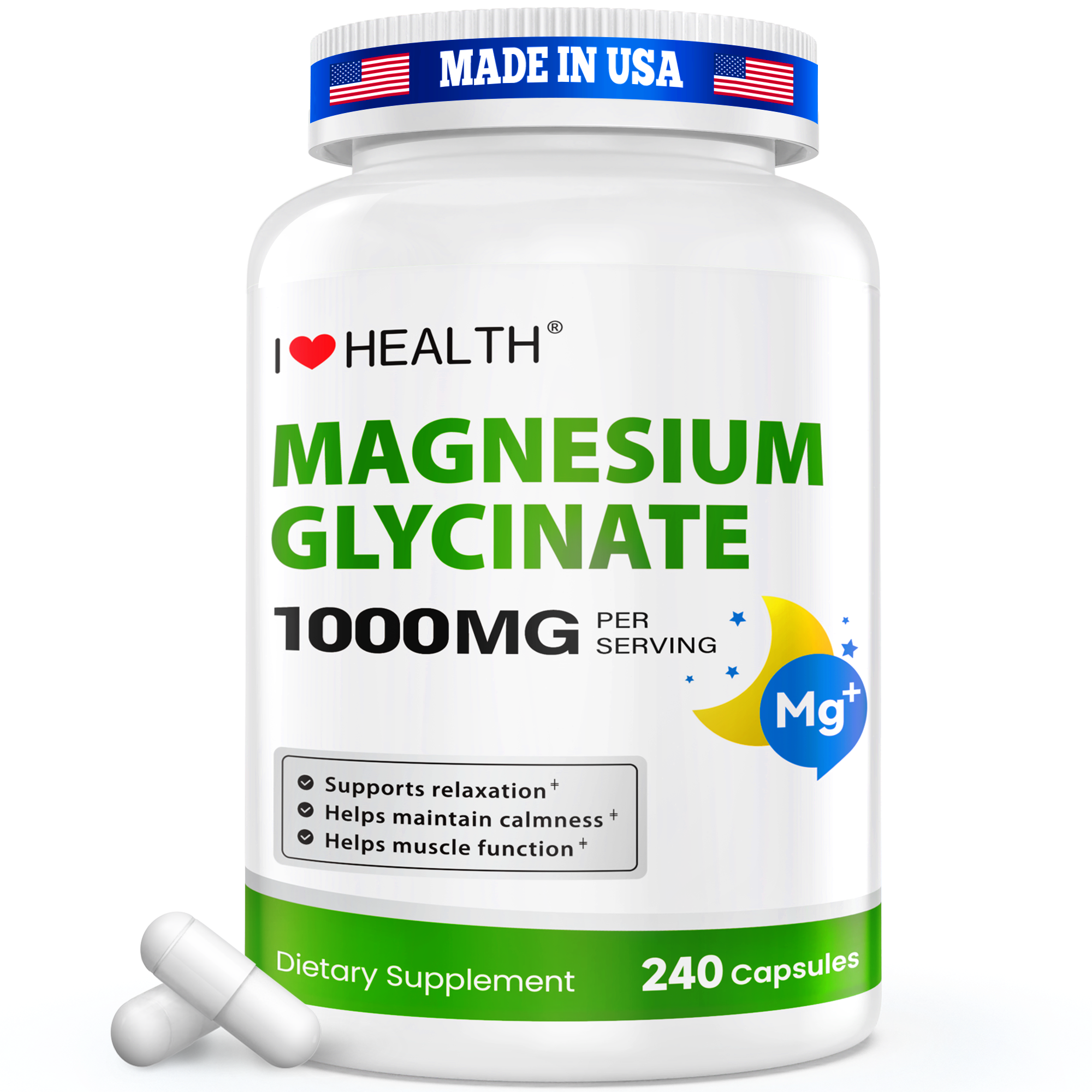 Magnesium Glycinate 240 Capsules High Absorption Supplement
