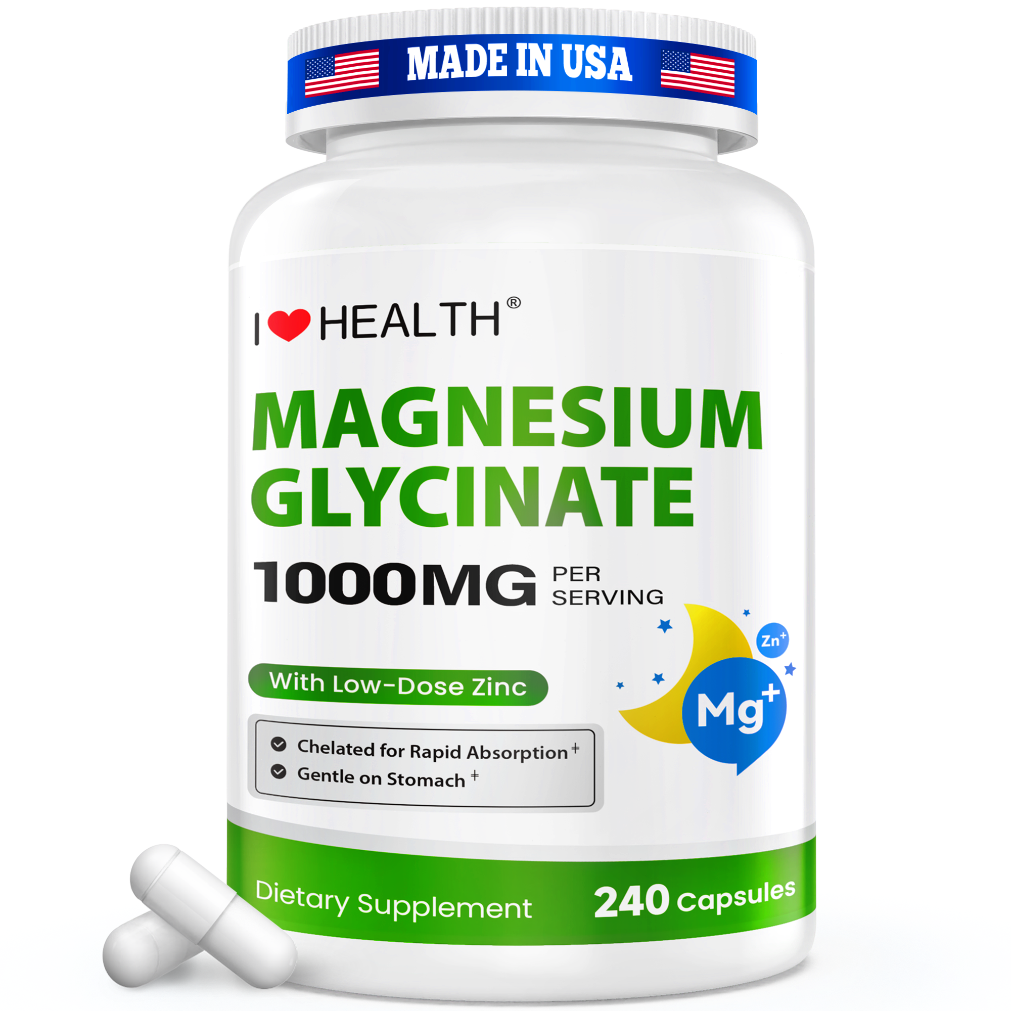 Magnesium Glycinate 240 Capsules High Absorption Supplement