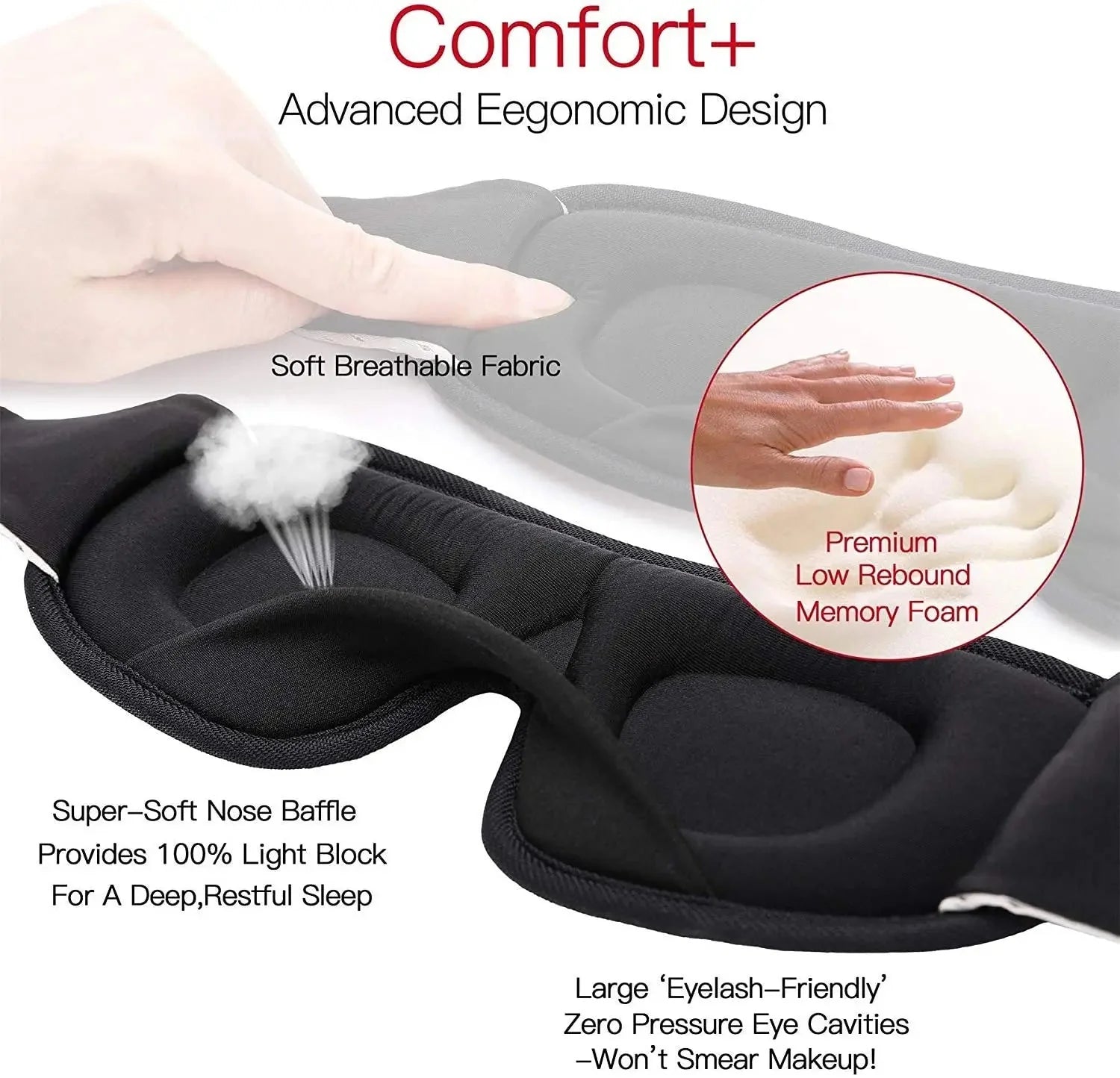 3D Sleep Eye Mask Soft Padded Memory Foam Eyeshade