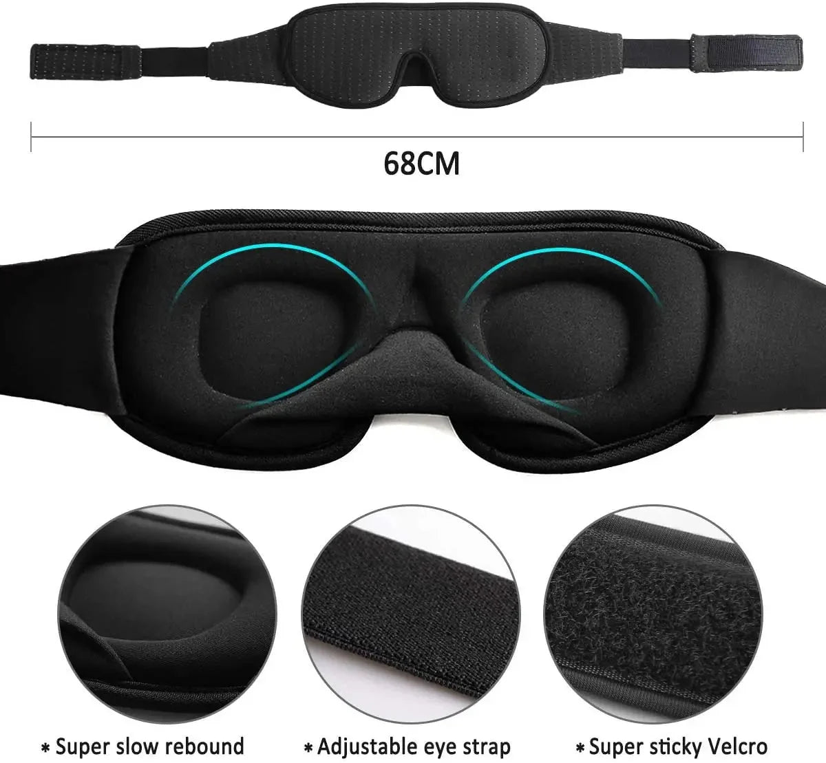 3D Sleep Eye Mask Soft Padded Memory Foam Eyeshade