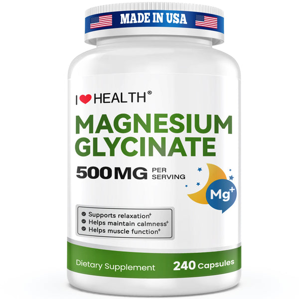 Magnesium Glycinate 240 Capsules High Absorption Supplement